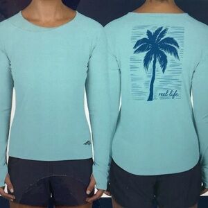 Fitted Blue Long Sleeve Hoodie